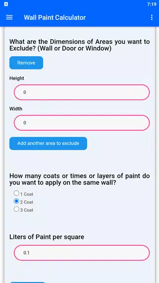 Screenshot Wall Paint Calculator 2