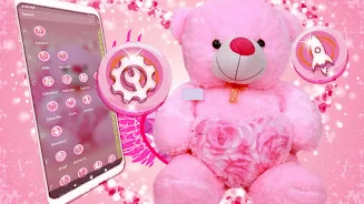 Pink Teddy Bear Theme ảnh chụp màn hình 3