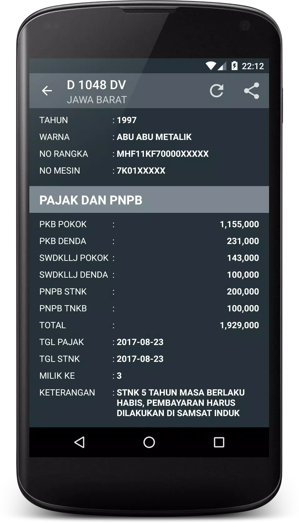 Cek Pajak Kendaraan ekran görüntüsü 3