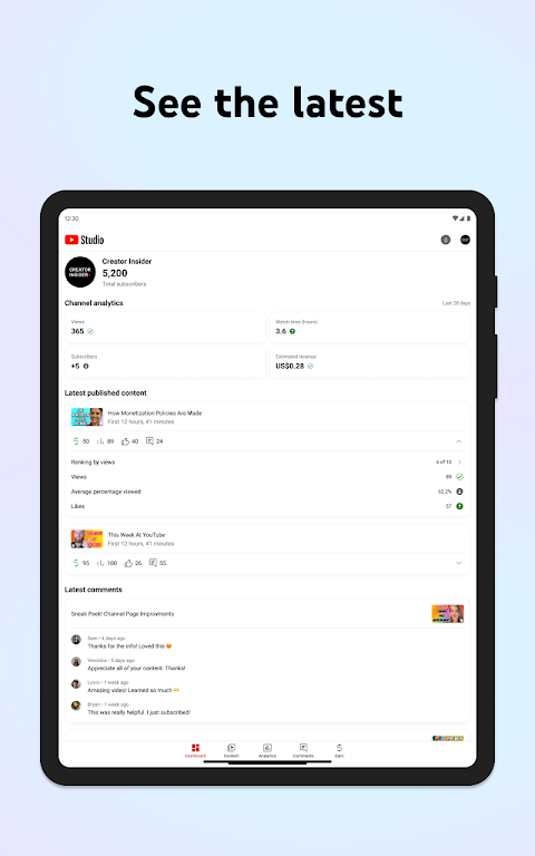 ภาพหน้าจอ YouTube Studio 2