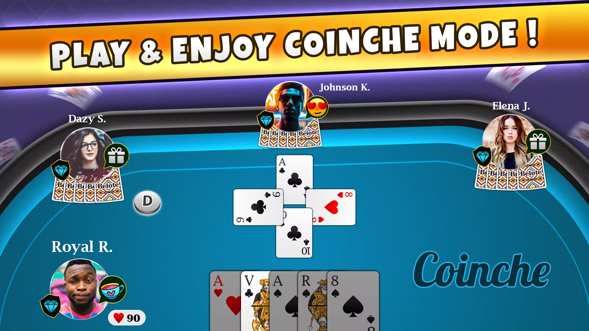 Belote Coinche Online game Ảnh chụp màn hình 2