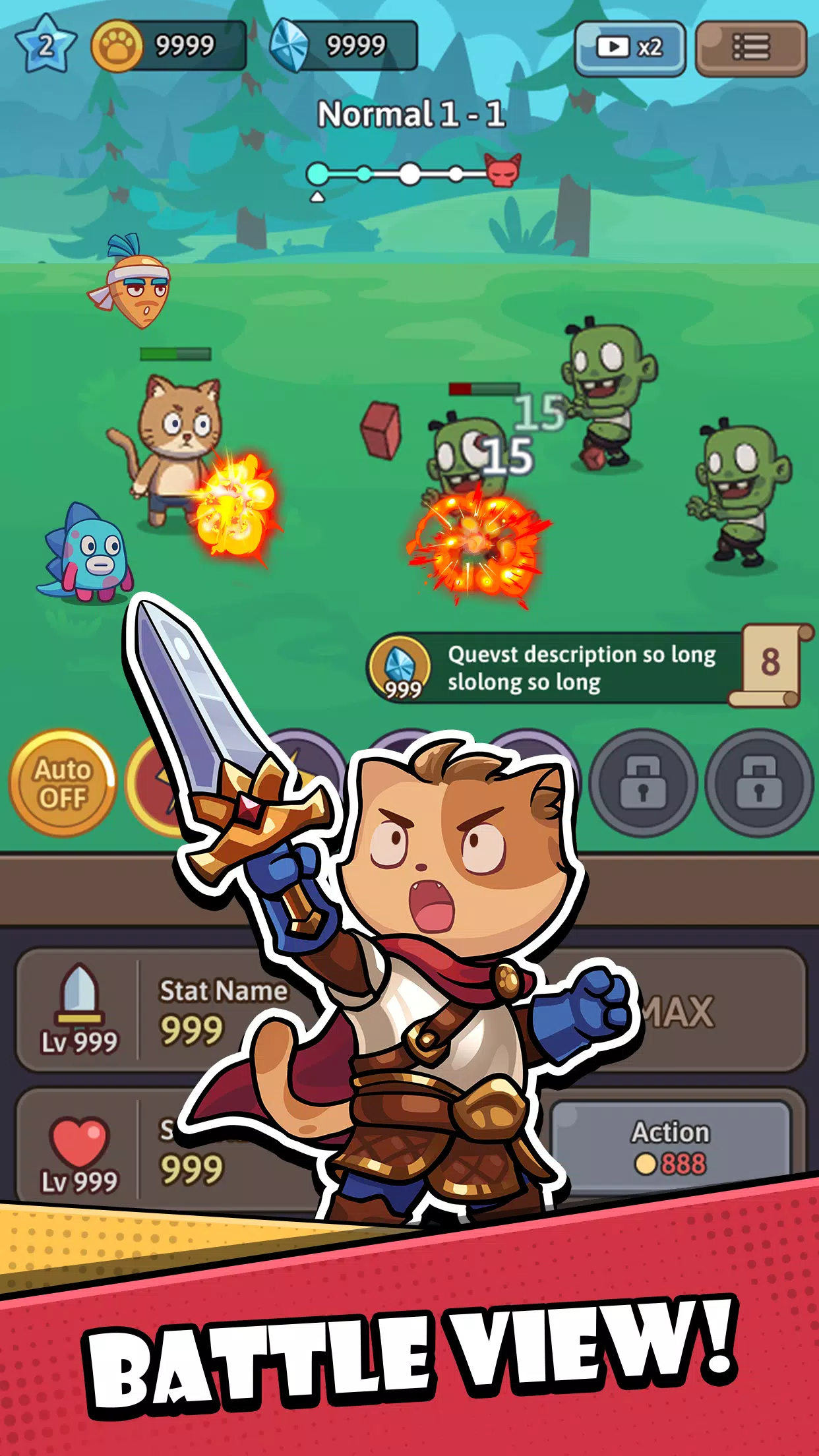 Cat Hero: Idle RPG War ภาพหน้าจอ 0