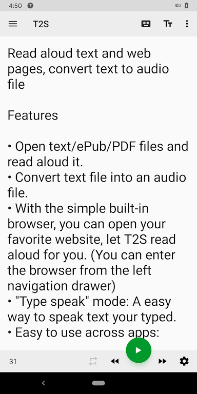T2S: Text to Voice/Read Aloudスクリーンショット0