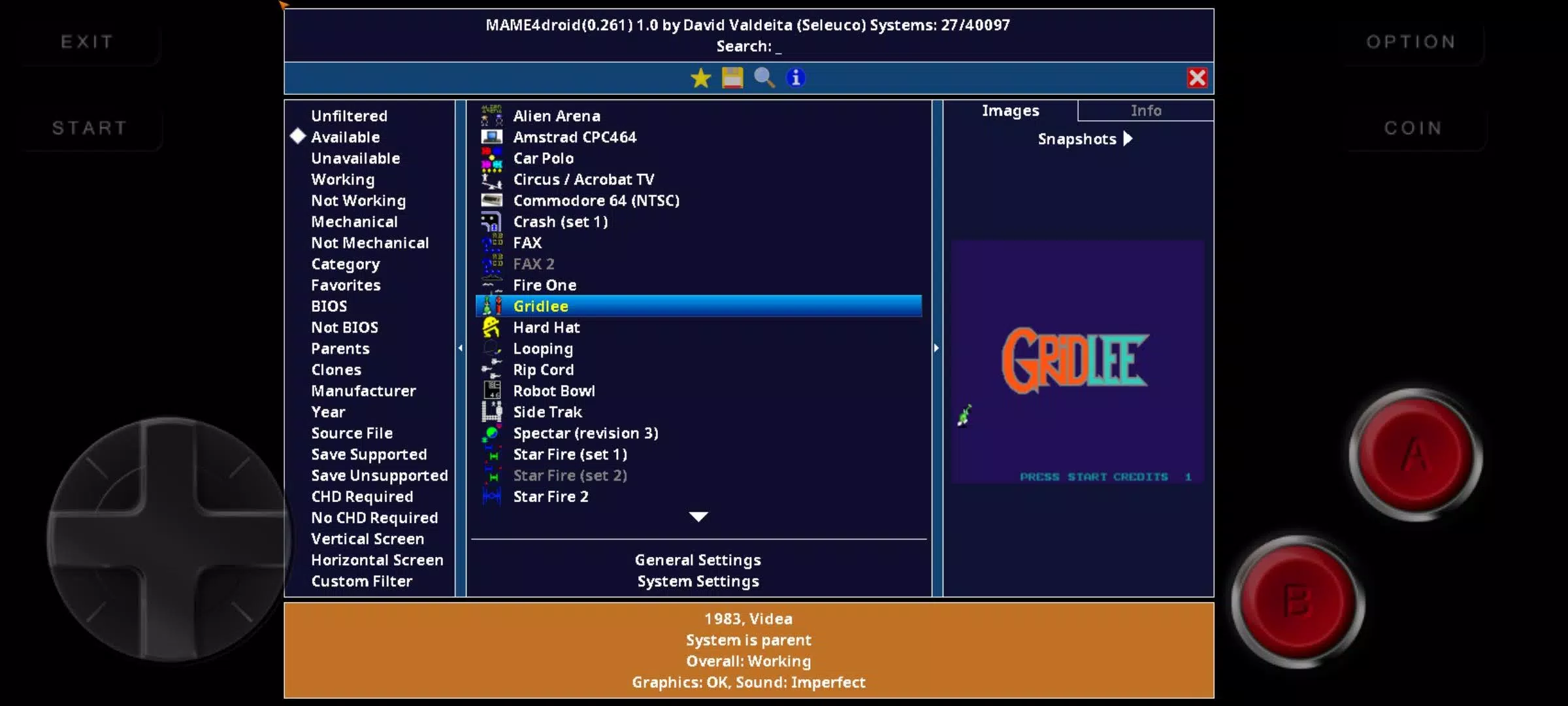 MAME4droid  2024 (0.270) capture d’écran 1