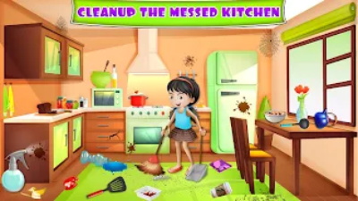 Kitchen Cleaning House Games Captura de tela 1