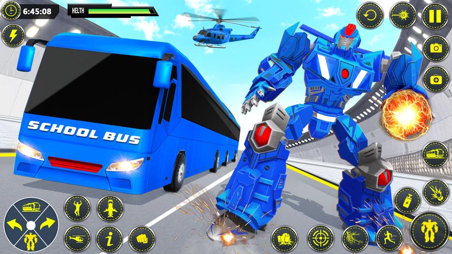 School Bus Robot Car Game Screenshot 2