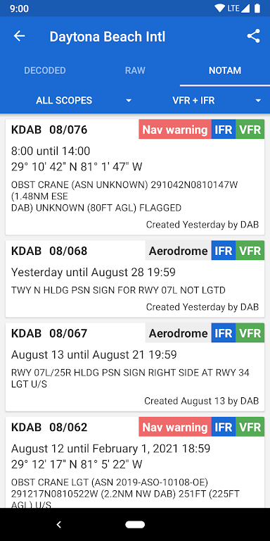 ภาพหน้าจอ Avia Weather – METAR & TAF Mod 3